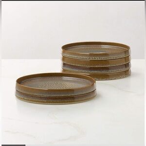 CB2 Prado Tan Brown Salad Plate w Reactive Glaze Stoneware Organic Minimal
